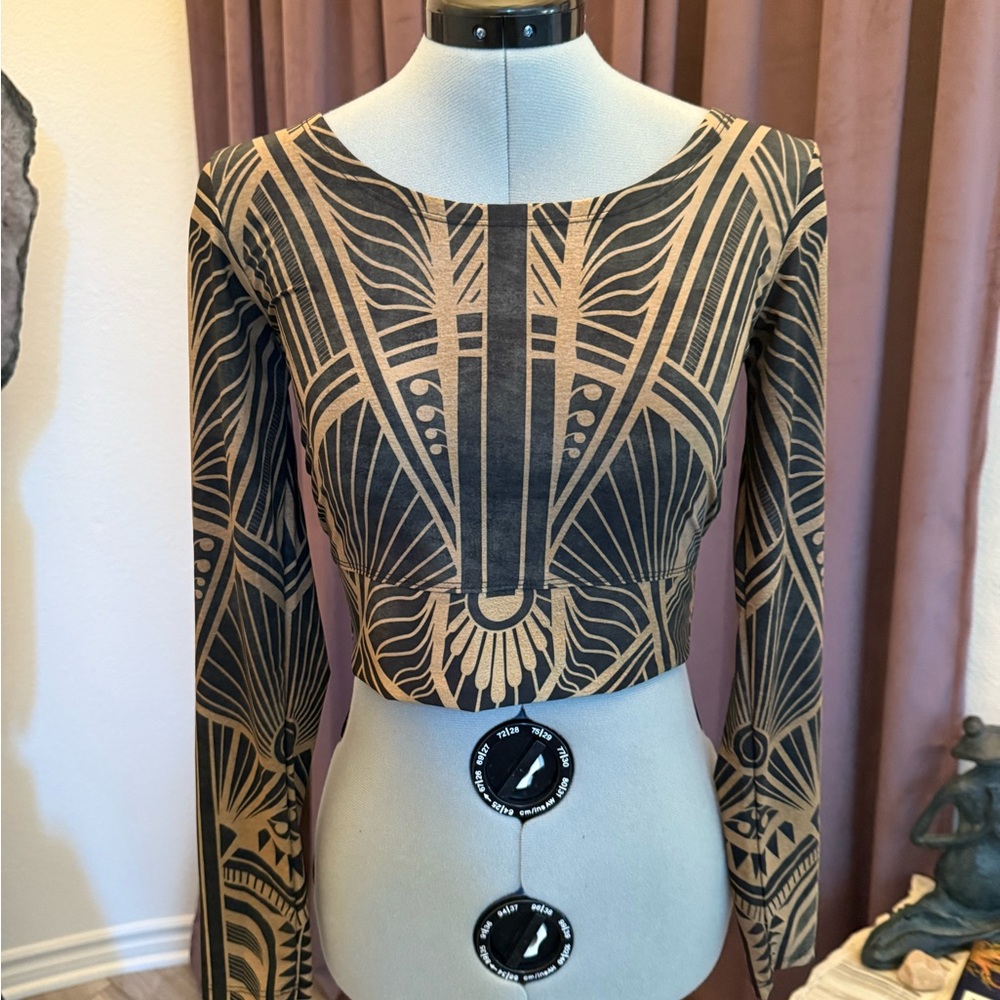 Art Deco Black and Gold Women's Top